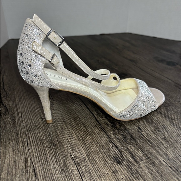 Alfani Women's Rhinestone Silver Heeled Sandals With A Double Strap Size 8 - Picture 9 of 11